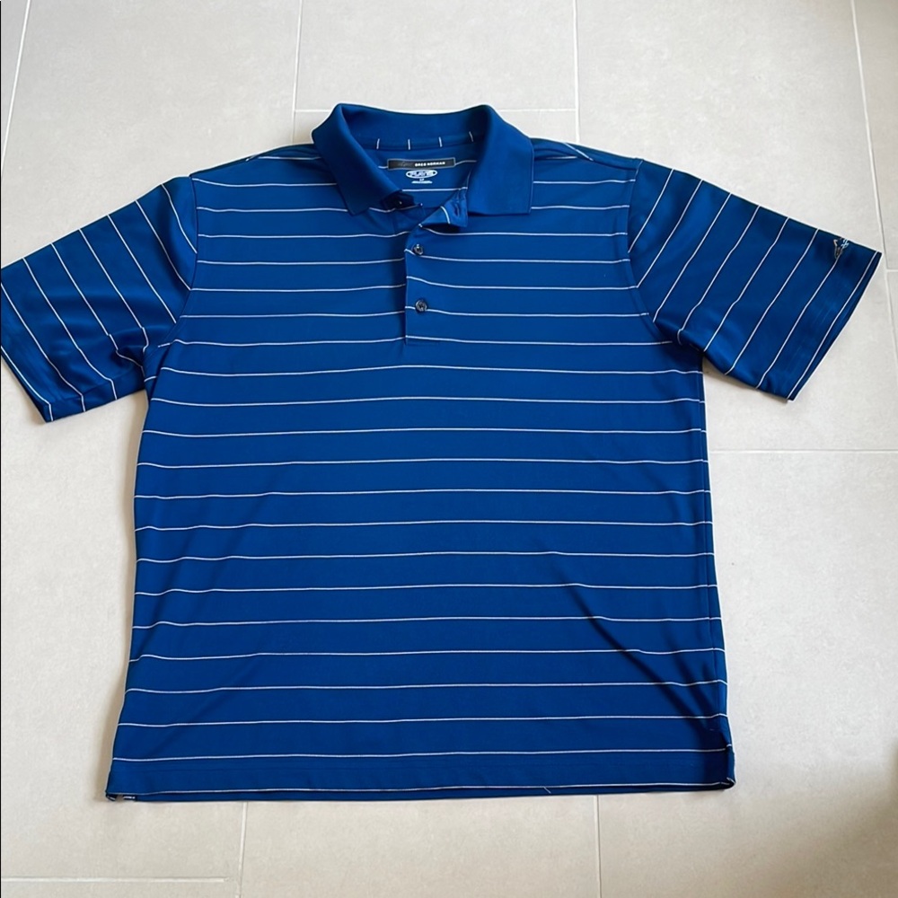 Greg Norman Men's Blue Striped Polo Shirt